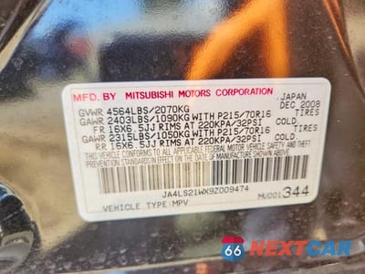 Zdjęcie 14 z 14 samochodu: 2009 MITSUBISHI OUTLANDER ES VIN:JA4LS21WX9Z009474 - miniatura