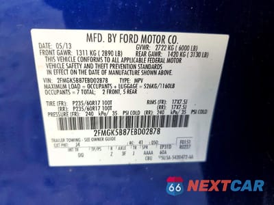 Zdjęcie 13 z 13 samochodu: 2014 FORD FLEX SE VIN:2FMGK5B87EBD02878 - miniatura