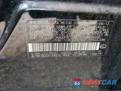 Zdjęcie 12 z 12 samochodu: 2014 LEXUS IS 350 VIN:JTHBE1D28E5002762 - miniatura
