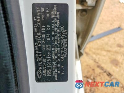 Zdjęcie 13 z 13 samochodu: 2010 HYUNDAI ACCENT GLS VIN:KMHCN4AC2AU496200 - miniatura