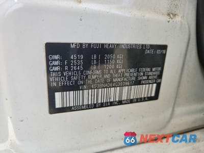 Zdjęcie 12 z 12 samochodu: 2016 SUBARU LEGACY 2.5I PREMIUM VIN:4S3BNAD64G3039617 - miniatura