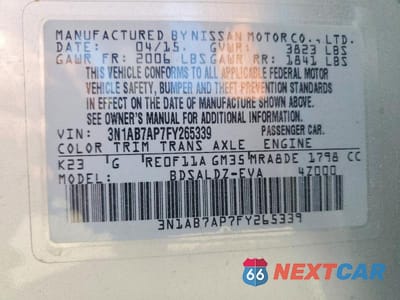 Zdjęcie 13 z 13 samochodu: 2015 NISSAN SENTRA SV VIN:3N1AB7AP7FY265339 - miniatura