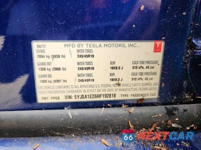 Zdjęcie 12 z 12 samochodu: 2017 TESLA MODEL S VIN:5YJSA1E26HF192818 - miniatura