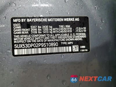Zdjęcie 12 z 12 samochodu: 2023 BMW X3 XDRIVE30I VIN:5UX53DP02P9S10890 - miniatura