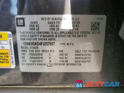 Zdjęcie 13 z 13 samochodu: 2015 CHEVROLET TRAVERSE LT VIN:1GNKVGKD4FJ257997 - miniatura