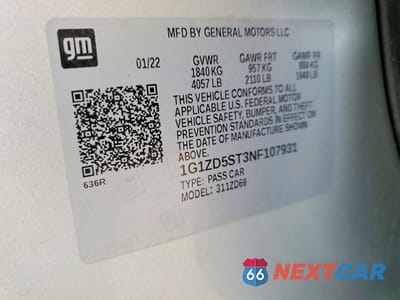 Zdjęcie 12 z 12 samochodu: 2022 CHEVROLET MALIBU LT VIN:1G1ZD5ST3NF107931 - miniatura