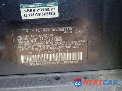 Zdjęcie 12 z 12 samochodu: 2009 SUBARU IMPREZA WRX STI VIN:JF1GR89639L815997 - miniatura