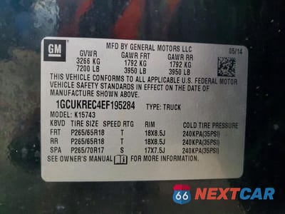 Zdjęcie 12 z 12 samochodu: 2014 CHEVROLET SILVERADO K1500 LT VIN:1GCUKREC4EF195284 - miniatura
