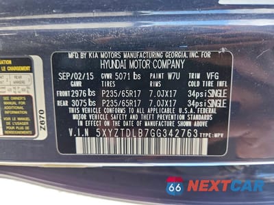 Zdjęcie 13 z 13 samochodu: 2016 HYUNDAI SANTA FE SPORT 2.4L VIN:5XYZTDLB7GG342763 - miniatura
