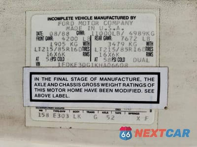 Zdjęcie 10 z 10 samochodu: 1989 FORD ECONOLINE E350 CUTAWAY VAN VIN:1FDKE30G1KHA06608 - miniatura