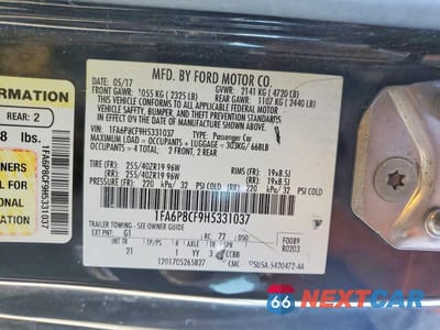 Zdjęcie 12 z 12 samochodu: 2017 FORD MUSTANG GT VIN:1FA6P8CF9H5331037 - miniatura