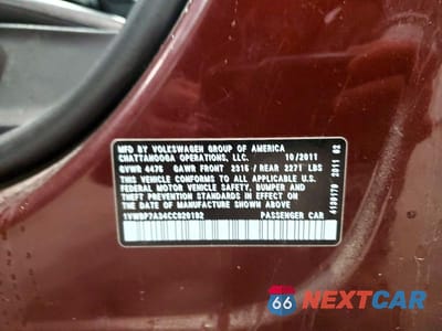 Zdjęcie 12 z 12 samochodu: 2012 VOLKSWAGEN PASSAT VIN:1VWBP7A34CC020192 - miniatura