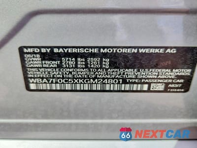 Zdjęcie 12 z 12 samochodu: 2019 BMW 750 I VIN:WBA7F0C5XKGM24801 - miniatura