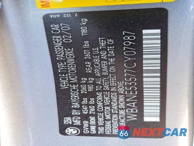 Zdjęcie 12 z 12 samochodu: 2007 BMW 525 I VIN:WBANE53577CY07987 - miniatura