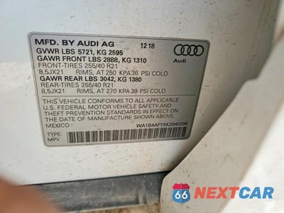 Zdjęcie 12 z 12 samochodu: 2019 AUDI SQ5 PREMIUM PLUS VIN:WA1B4AFY5K2040396 - miniatura