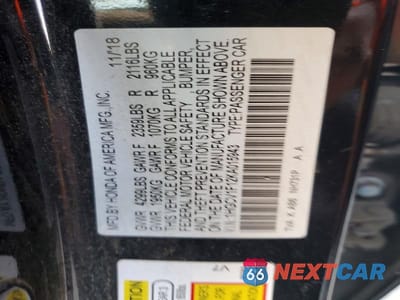 Zdjęcie 12 z 12 samochodu: 2019 HONDA ACCORD LX VIN:1HGCV1F12KA015943 - miniatura