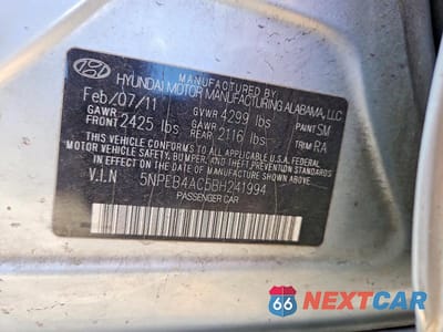 Zdjęcie 12 z 12 samochodu: 2011 HYUNDAI SONATA GLS VIN:5NPEB4AC5BH241994 - miniatura