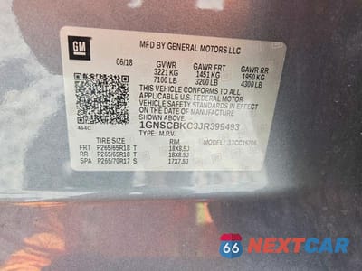 Zdjęcie 13 z 13 samochodu: 2018 CHEVROLET TAHOE C1500 LT VIN:1GNSCBKC3JR399493 - miniatura