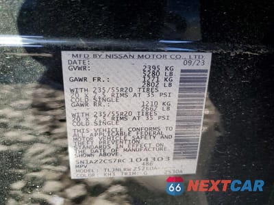 Zdjęcie 13 z 13 samochodu: 2024 NISSAN MURANO SL VIN:5N1AZ2CS7RC104303 - miniatura