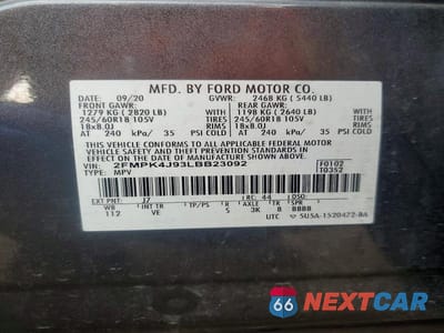 Zdjęcie 13 z 13 samochodu: 2020 FORD EDGE SEL VIN:2FMPK4J93LBB23092 - miniatura