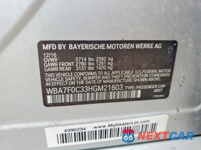Zdjęcie 13 z 13 samochodu: 2017 BMW 750 I VIN:WBA7F0C33HGM21603 - miniatura