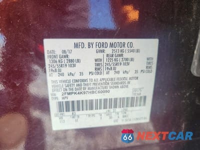 Zdjęcie 13 z 13 samochodu: 2017 FORD EDGE TITANIUM VIN:2FMPK4K97HBC60090 - miniatura