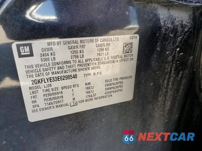Zdjęcie 12 z 12 samochodu: 2014 GMC TERRAIN SLT VIN:2GKFLYE33E6298548 - miniatura