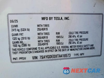 Zdjęcie 12 z 12 samochodu: 2026 TESLA MODEL Y VIN:7SAYGDEDXTA418573 - miniatura