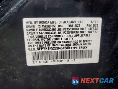 Zdjęcie 13 z 13 samochodu: 2012 HONDA RIDGELINE RTL VIN:5FPYK1F52CB451580 - miniatura