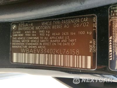 Zdjęcie 12 z 12 samochodu: 2002 BMW 325 I VIN:WBAEV33402KL76158 - miniatura