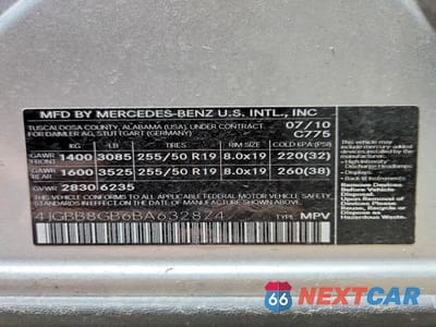 Zdjęcie 12 z 12 samochodu: 2011 MERCEDES-BENZ ML 350 4MATIC VIN:4JGBB8GB6BA632874 - miniatura