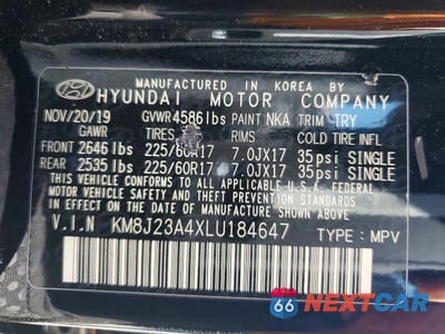 Zdjęcie 13 z 13 samochodu: 2020 HYUNDAI TUCSON SE VIN:KM8J23A4XLU184647 - miniatura