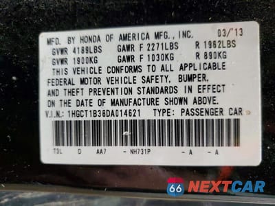 Zdjęcie 12 z 12 samochodu: 2013 HONDA ACCORD LX-S VIN:1HGCT1B38DA014621 - miniatura