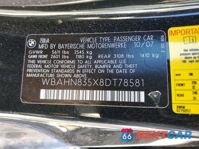 Zdjęcie 12 z 12 samochodu: 2008 BMW 750 LI VIN:WBAHN835X8DT78581 - miniatura