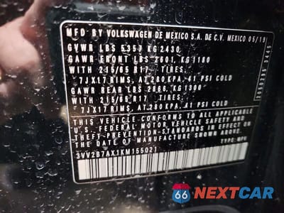 Zdjęcie 13 z 13 samochodu: 2019 VOLKSWAGEN TIGUAN SE VIN:3VV2B7AX1KM155021 - miniatura