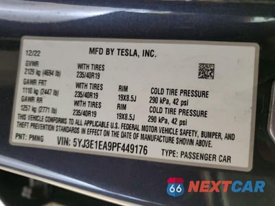 Zdjęcie 12 z 12 samochodu: 2023 TESLA MODEL 3 VIN:5YJ3E1EA9PF449176 - miniatura