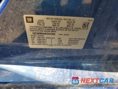Zdjęcie 12 z 12 samochodu: 2015 CHEVROLET SILVERADO K1500 LT VIN:1GCVKREH4FZ337990 - miniatura