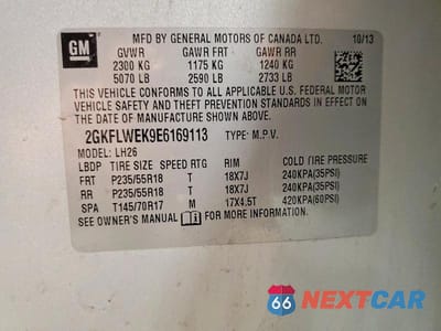 Zdjęcie 13 z 13 samochodu: 2014 GMC TERRAIN SLE VIN:2GKFLWEK9E6169113 - miniatura