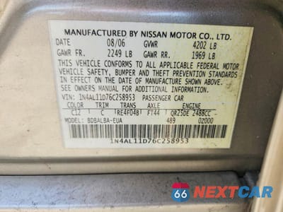 Zdjęcie 12 z 12 samochodu: 2006 NISSAN ALTIMA 2.5 VIN:1N4AL11D76C258953 - miniatura