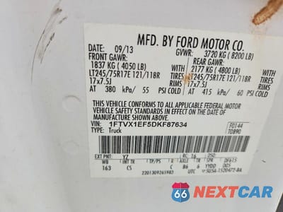 Zdjęcie 12 z 12 samochodu: 2013 FORD F150 SUPER CAB VIN:1FTVX1EF5DKF87634 - miniatura