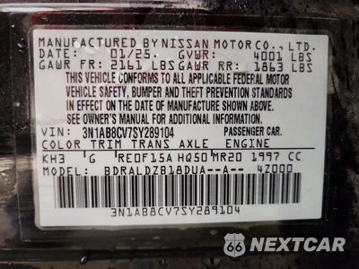 Zdjęcie 13 z 13 samochodu: 2025 NISSAN SENTRA SV VIN:3N1AB8CV7SY289104 - miniatura