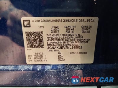 Zdjęcie 13 z 13 samochodu: 2022 CHEVROLET EQUINOX LT VIN:3GNAXUEV8NL148619 - miniatura