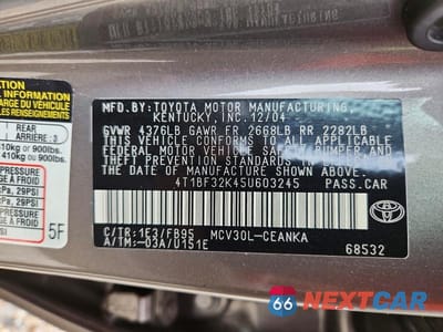 Zdjęcie 12 z 12 samochodu: 2005 TOYOTA CAMRY LE V6 VIN:4T1BF32K45U603245 - miniatura