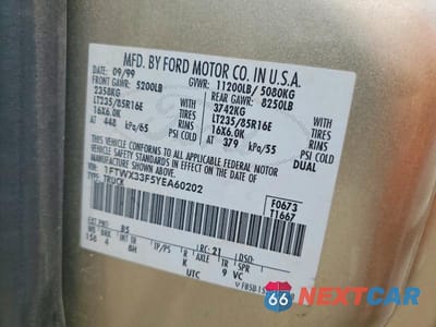 Zdjęcie 12 z 12 samochodu: 2000 FORD F350 SRW SUPER DUTY VIN:1FTWX33F5YEA60202 - miniatura