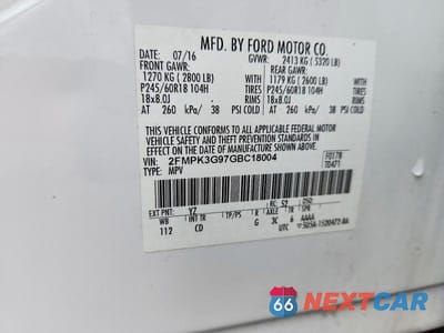 Zdjęcie 13 z 13 samochodu: 2016 FORD EDGE SE VIN:2FMPK3G97GBC18004 - miniatura