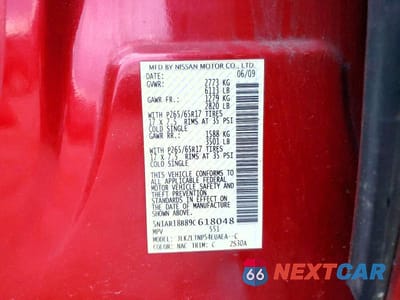 Zdjęcie 13 z 13 samochodu: 2009 NISSAN PATHFINDER S VIN:5N1AR18B89C618048 - miniatura