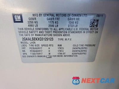 Zdjęcie 13 z 13 samochodu: 2012 GMC TERRAIN SLE VIN:2GKALSEKXC6129123 - miniatura