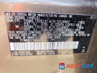 Zdjęcie 13 z 13 samochodu: 2013 TOYOTA RAV4 XLE VIN:2T3WFREV1DW007932 - miniatura