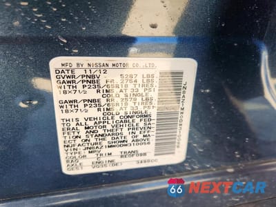 Zdjęcie 14 z 14 samochodu: 2013 NISSAN MURANO S VIN:JN8AZ1MW0DW310056 - miniatura