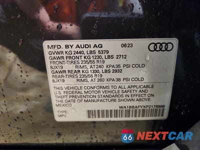 Zdjęcie 14 z 14 samochodu: 2023 AUDI Q5 PREMIUM PLUS 40 VIN:WA1BBAFYXP2175998 - miniatura